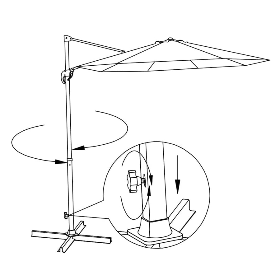 Roma Garden Parasol with Portable Base 2.5x2.5 m Aluminium Sand White