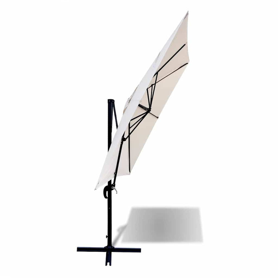 Roma Garden Parasol with Portable Base 2.5x2.5 m Aluminium Sand White