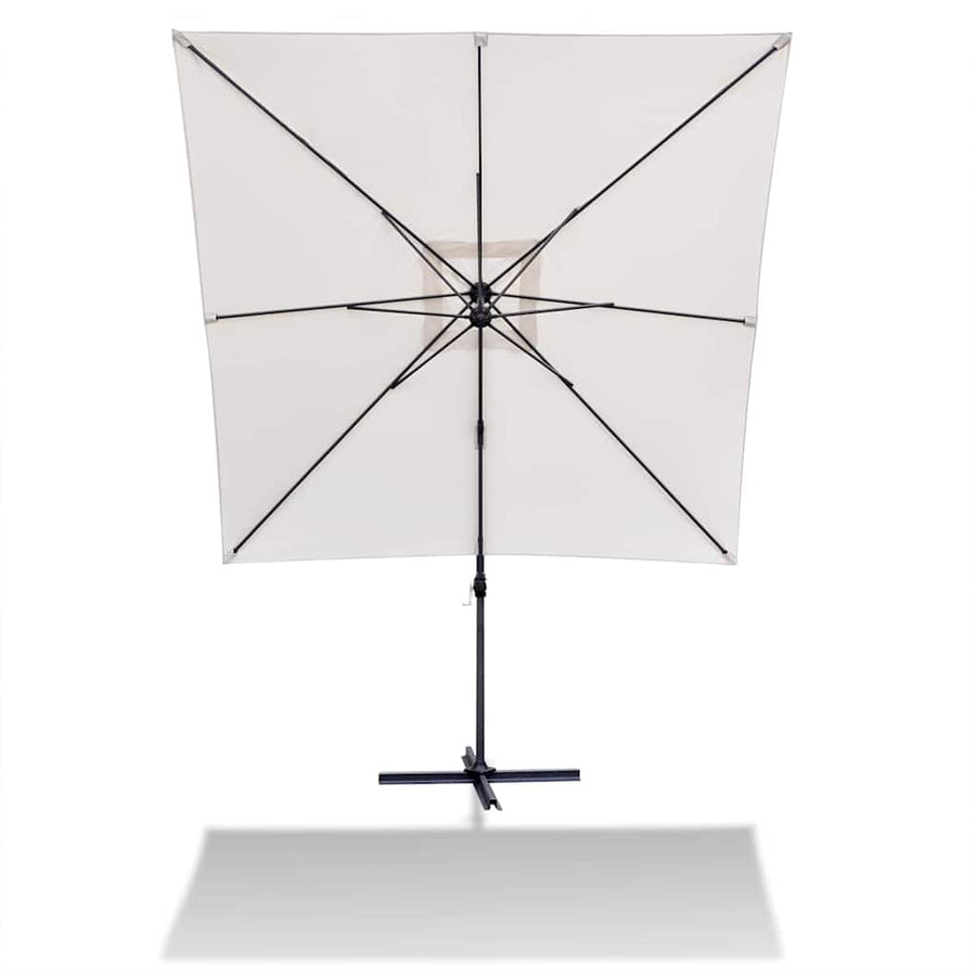 Roma Garden Parasol with Portable Base 2.5x2.5 m Aluminium Sand White