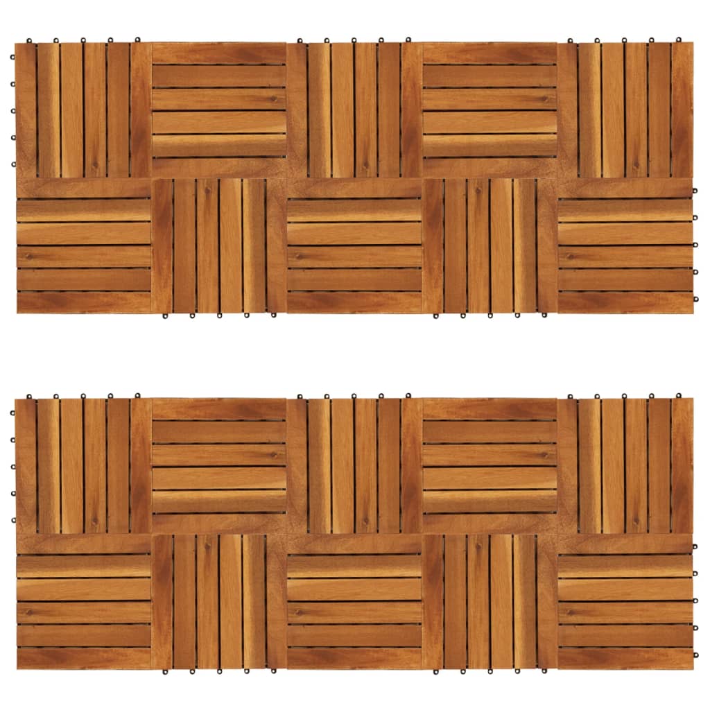 Decking Tiles Vertical Pattern 30 x 30 cm Acacia Set of 20