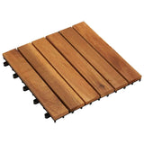 Decking Tiles Vertical Pattern 30 x 30 cm Acacia Set of 20 - Front View