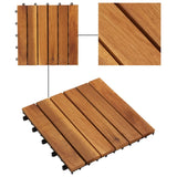Decking Tiles Vertical Pattern 30 x 30 cm Acacia Set of 20 - Side View