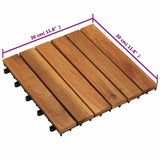 Decking Tiles Vertical Pattern 30 x 30 cm Acacia Set of 20 - Low Angle
