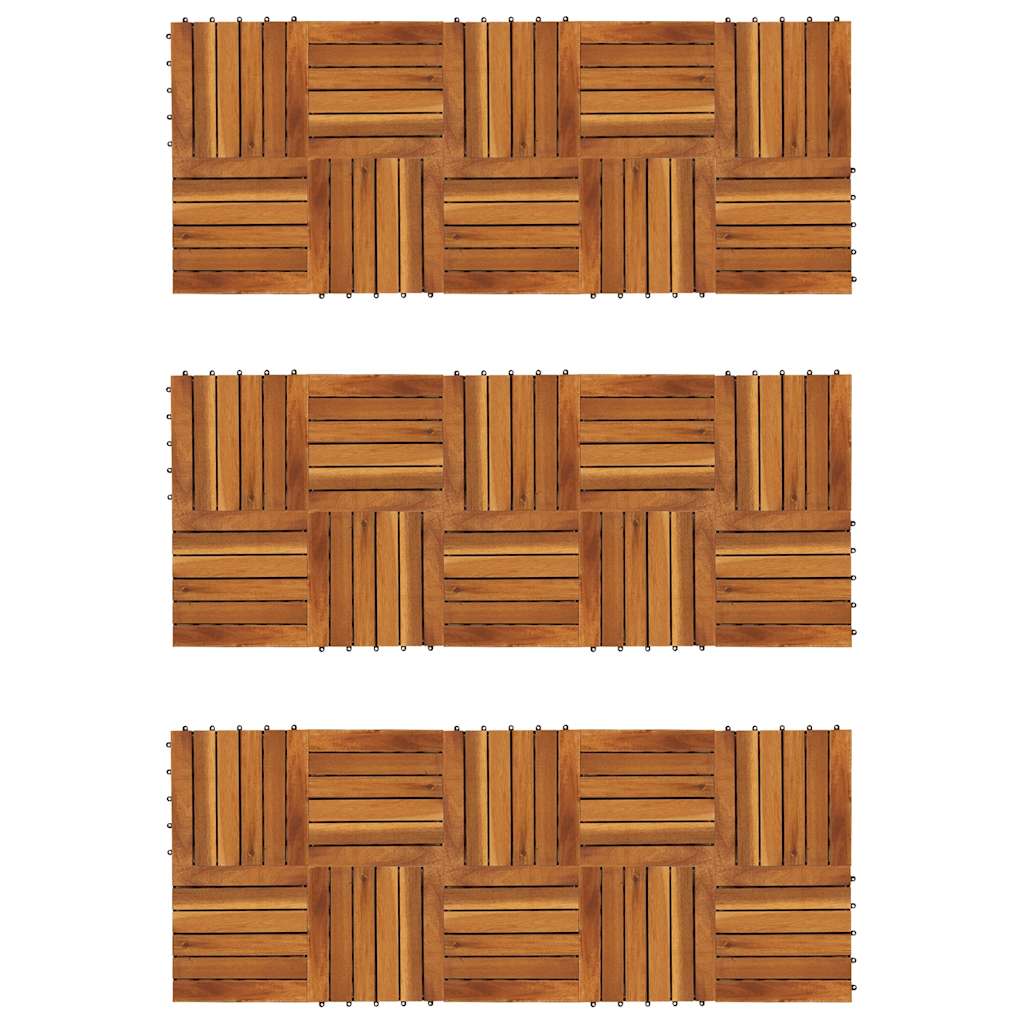 Decking Tiles Vertical Pattern 30 x 30 cm Acacia Set of 30