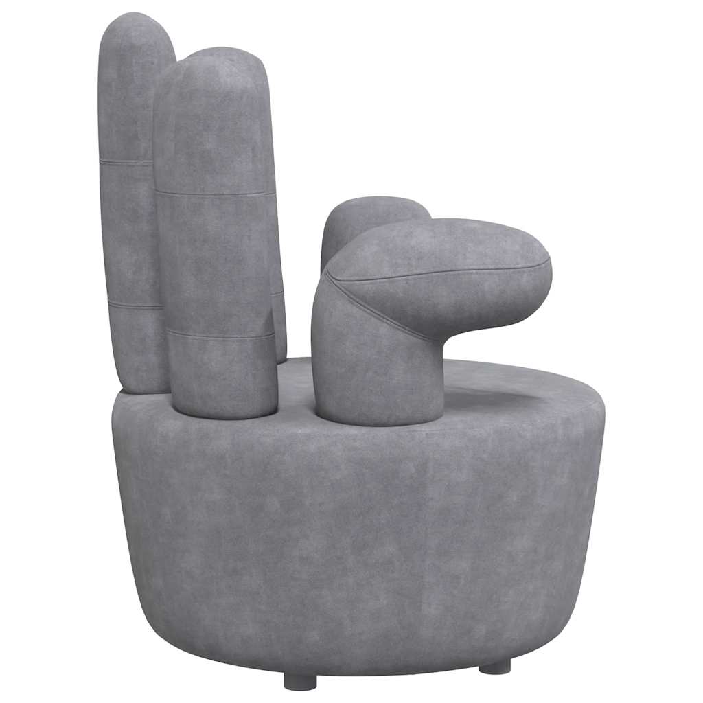 Chair Hand-shaped Grey Velvet