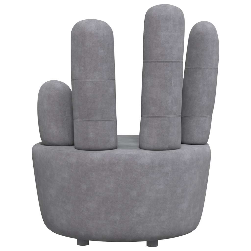 Chair Hand-shaped Grey Velvet