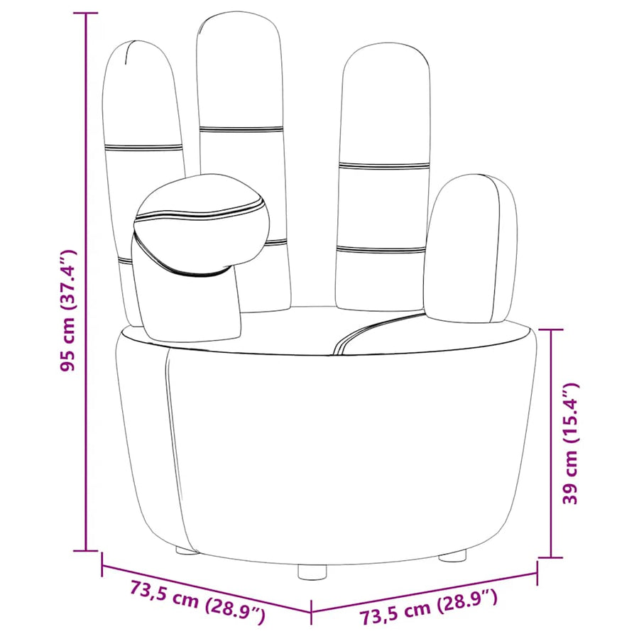 Chair Hand-shaped Grey Velvet