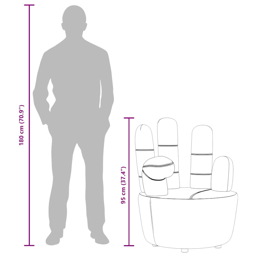 Chair Hand-shaped Grey Velvet