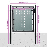 Black Single Door Fence Gate 100x75 cm