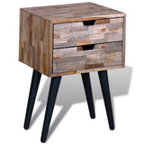 Nightstand with 2 Drawers Reclaimed Teak Wood - Front View