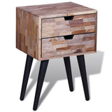 Nightstand with 2 Drawers Reclaimed Teak Wood - Side View