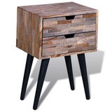 Nightstand with 2 Drawers Reclaimed Teak Wood - Top-Down View