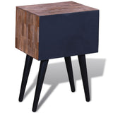 Nightstand with 2 Drawers Reclaimed Teak Wood - Rear View