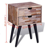 Nightstand with 2 Drawers Reclaimed Teak Wood - Extra Image