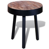 End Table Round Reclaimed Teak Wood - Side View