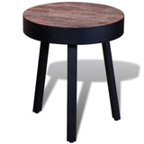 End Table Round Reclaimed Teak Wood - Top-Down View