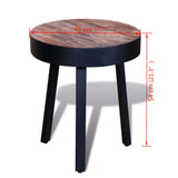 End Table Round Reclaimed Teak Wood - Rear View