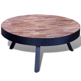 Coffee Table Round Reclaimed Teak Wood - Top-Down View