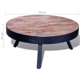 Coffee Table Round Reclaimed Teak Wood - Rear View