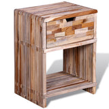 Nightstand with Drawer Reclaimed Teak Wood - Side View