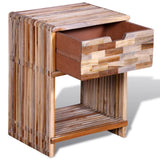 Nightstand with Drawer Reclaimed Teak Wood - Rear View