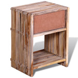 Nightstand with Drawer Reclaimed Teak Wood - Close-Up Angle