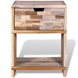 Nightstand with Drawer Reclaimed Teak Wood - Low Angle