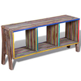 TV Cabinet with 3 Shelves Stackable Reclaimed Teak Colourful - Front View