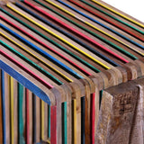 TV Cabinet with 3 Shelves Stackable Reclaimed Teak Colourful - Rear View
