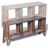 TV Cabinet with 3 Shelves Stackable Reclaimed Teak Colourful - Close-Up Angle