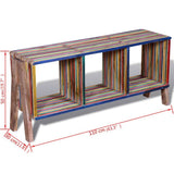 TV Cabinet with 3 Shelves Stackable Reclaimed Teak Colourful - Low Angle