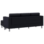 Sectional Sofa 3-Seater Artificial Leather Black