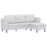 Sectional Sofa 3-Seater Artificial Leather White - Front View