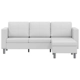 Sectional Sofa 3-Seater Artificial Leather White