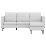 Sectional Sofa 3-Seater Artificial Leather White