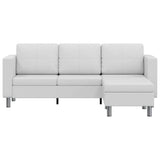 Sectional Sofa 3-Seater Artificial Leather White - Side View