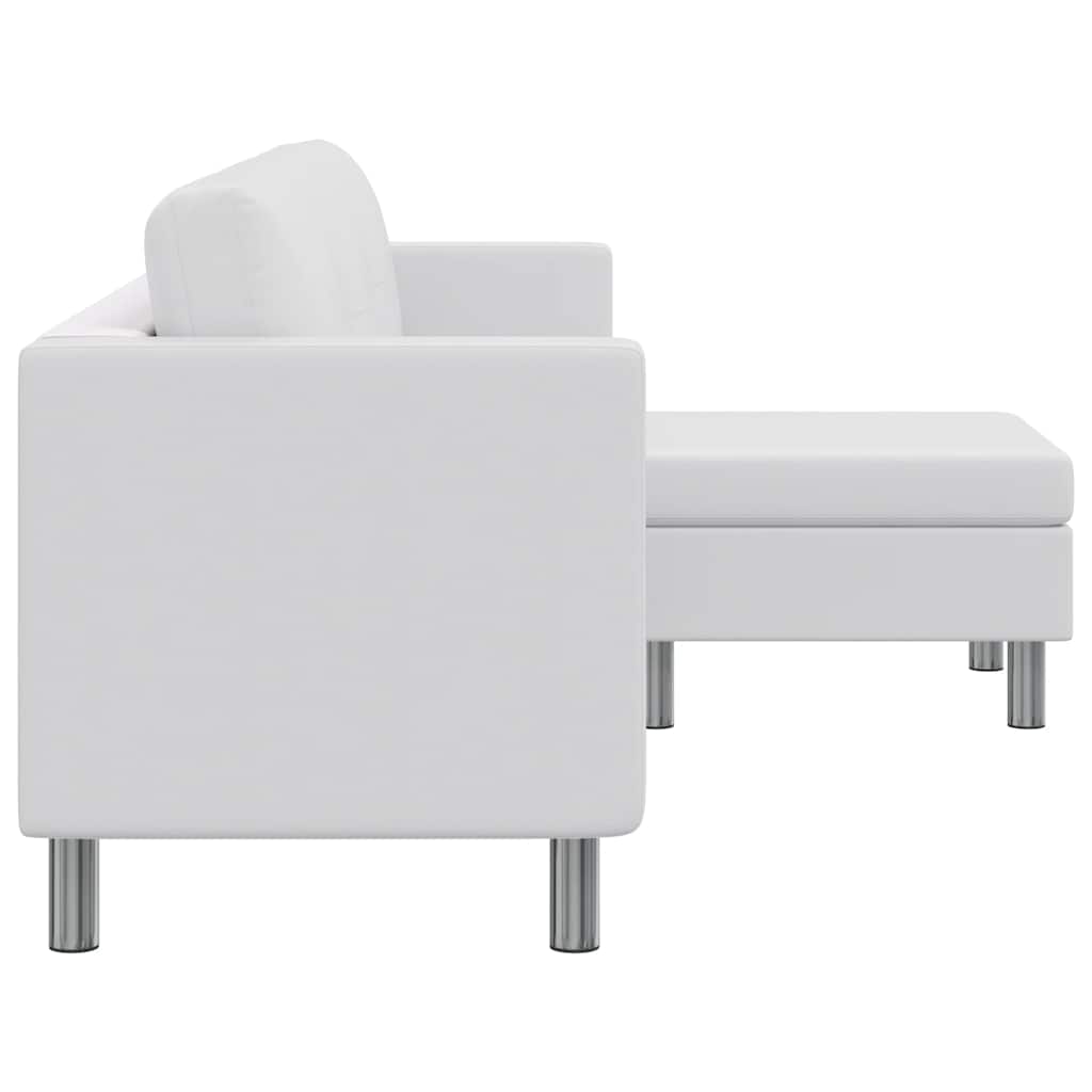 Sectional Sofa 3-Seater Artificial Leather White