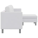 Sectional Sofa 3-Seater Artificial Leather White