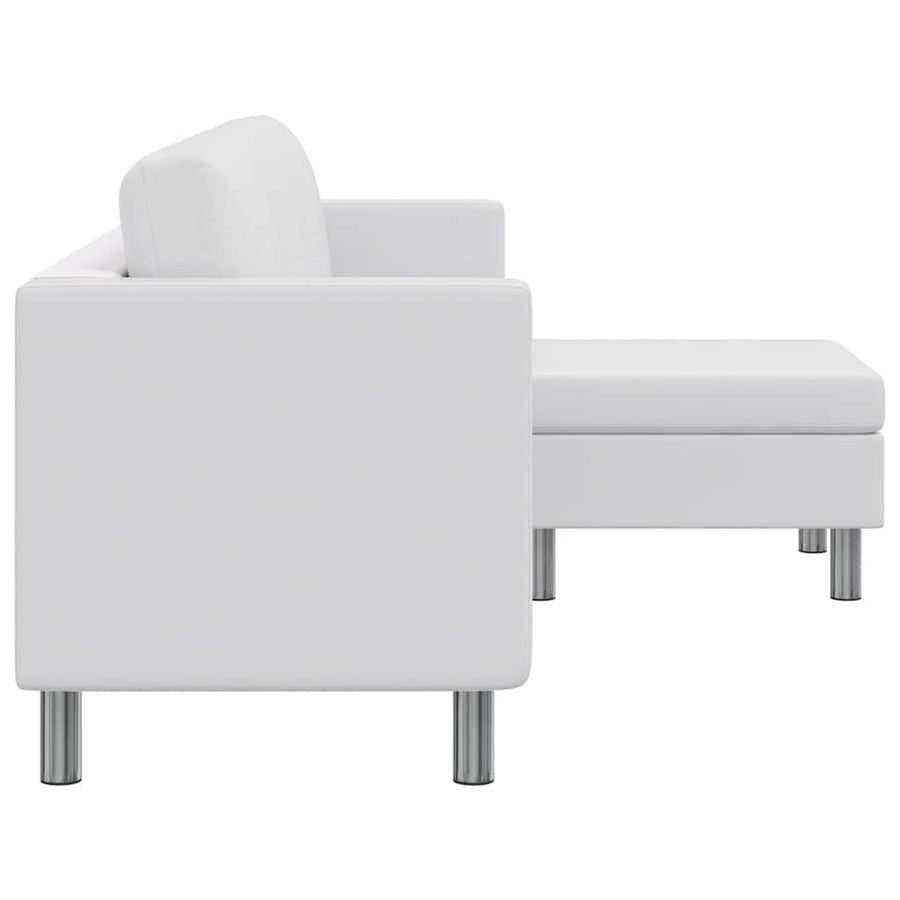 Sectional Sofa 3-Seater Artificial Leather White