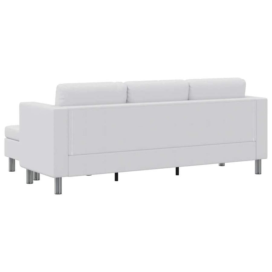 Sectional Sofa 3-Seater Artificial Leather White