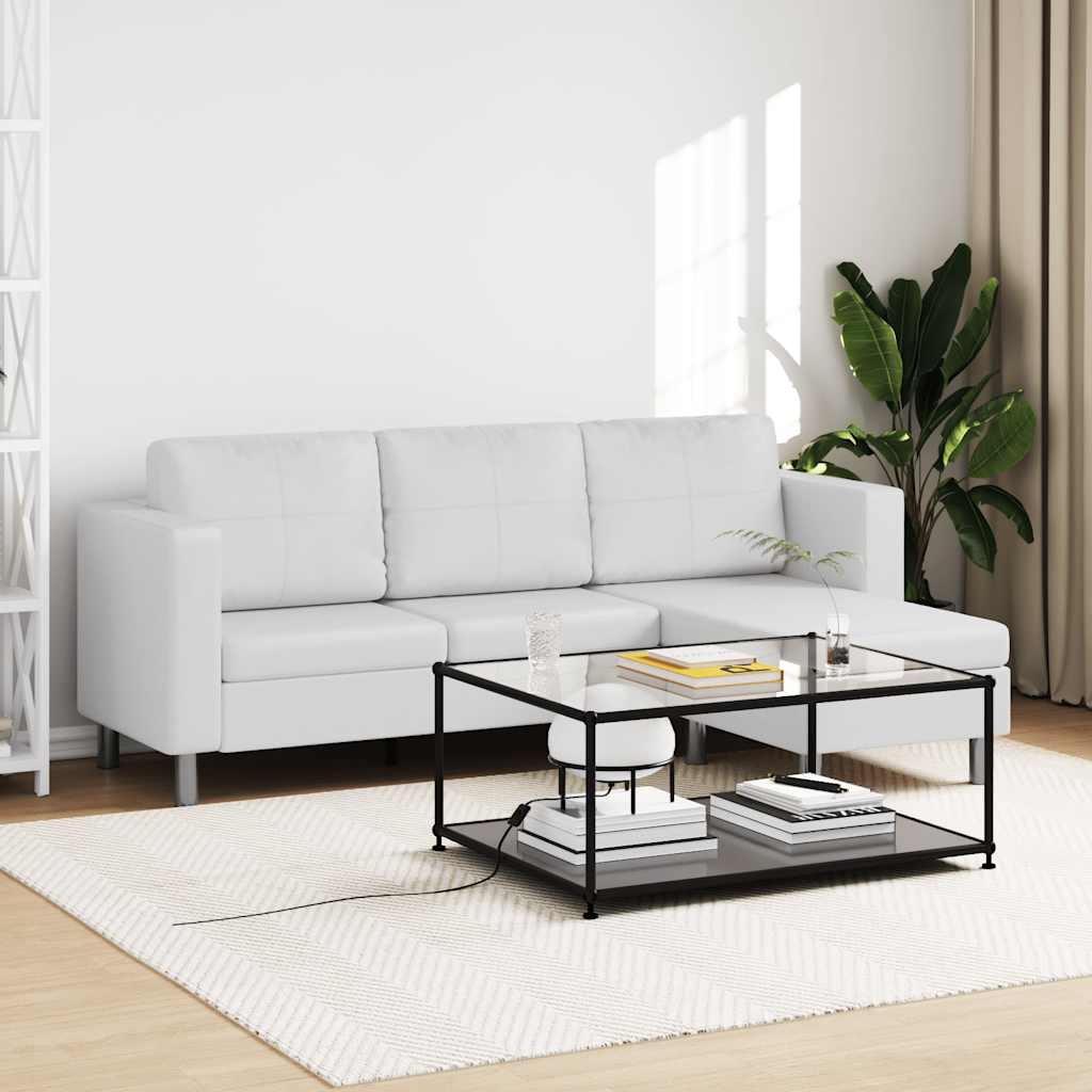 Sectional Sofa 3-Seater Artificial Leather White