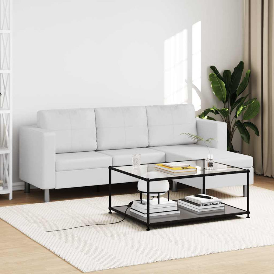 Sectional Sofa 3-Seater Artificial Leather White