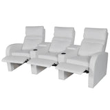 Recliner 3-seat Artificial Leather White - Front View