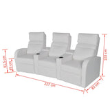 Recliner 3-seat Artificial Leather White