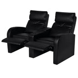 Recliner 2-seat Artificial Leather Black - Front View