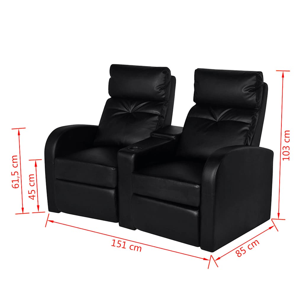 Recliner 2-seat Artificial Leather Black