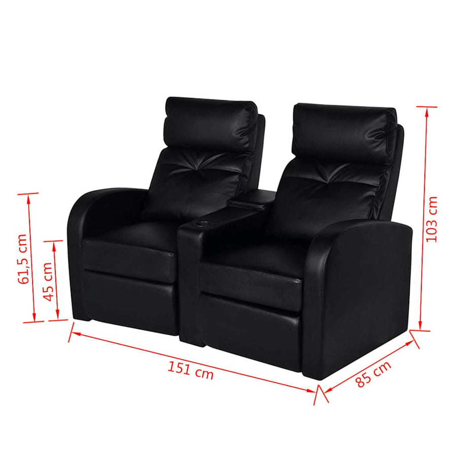 Recliner 2-seat Artificial Leather Black