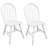 Dining Chairs 2 pcs White Solid Rubber Wood - Front View