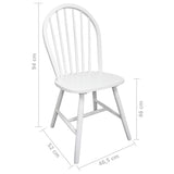 Dining Chairs 2 pcs White Solid Rubber Wood - Rear View