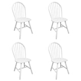 Dining Chairs 4 pcs White Solid Rubber Wood - Front View